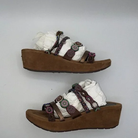 AZURA Claretha-BZM Italian  Purple Multi Beaded Sandals Women’s Size 10 Size 41 - Picture 12 of 15